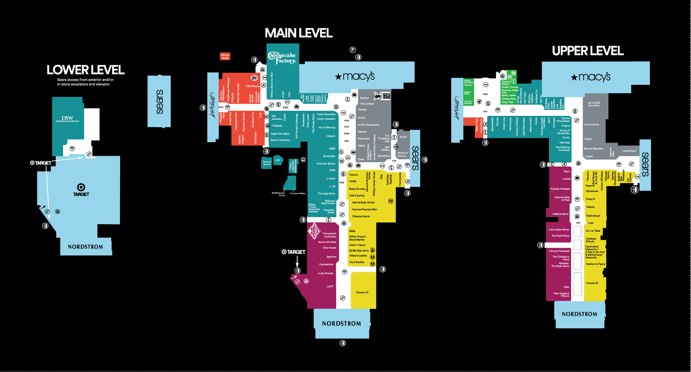 Store Directory for South Shore Plaza 