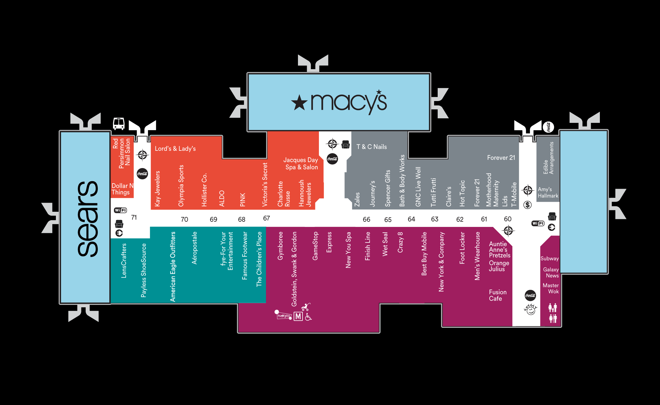 Center Map of Auburn Mall - A Shopping Center In Auburn, MA - A Simon  Property