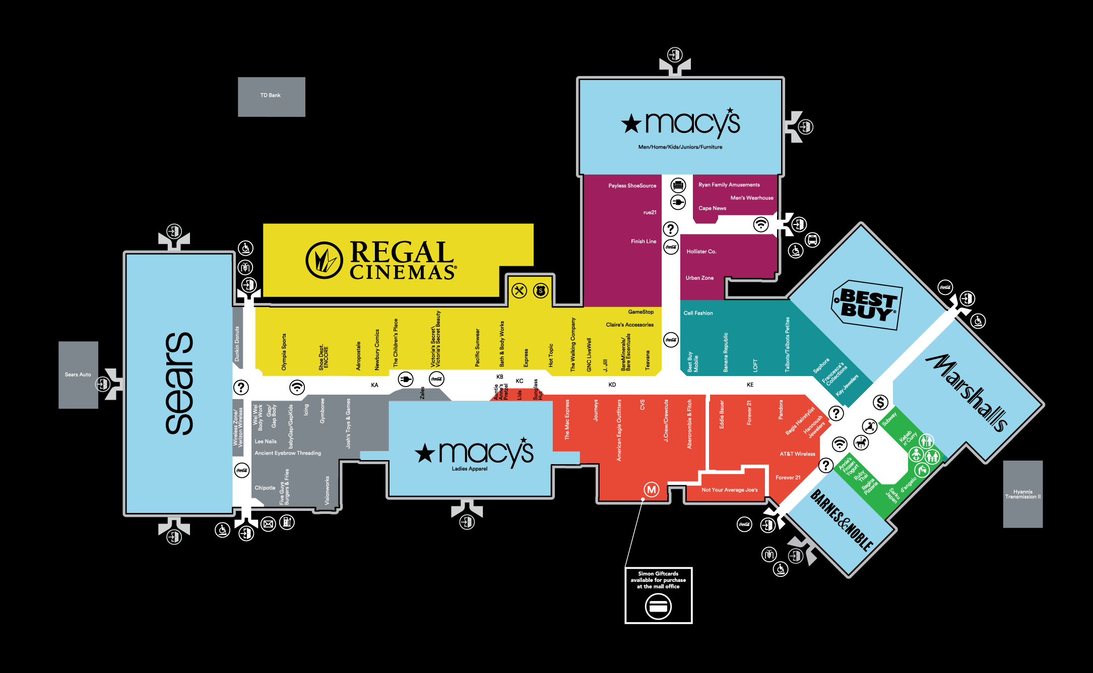 Store Directory for Cape Cod Mall - A 