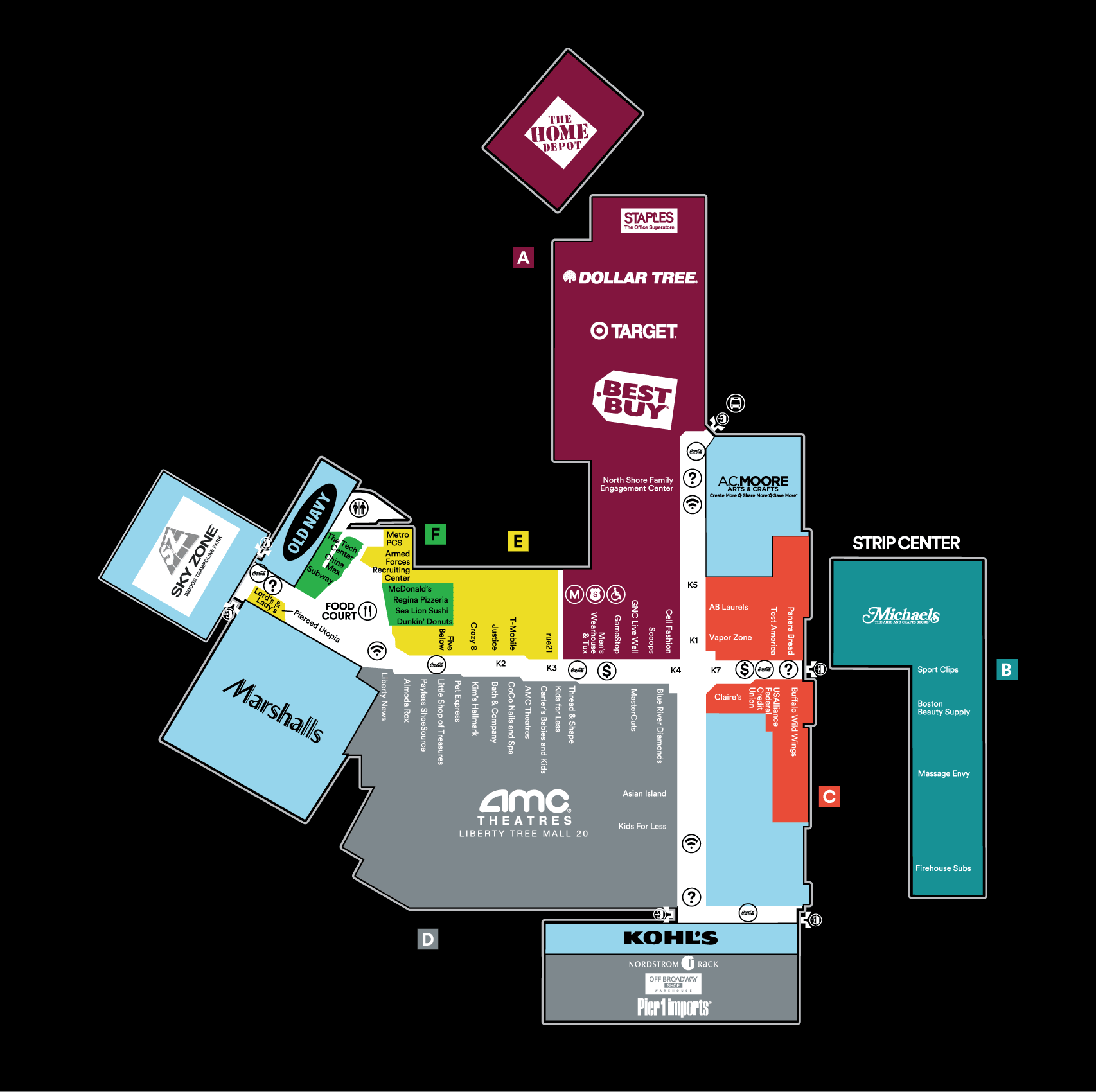 Mall Map of Liberty Tree Mall, a Simon Mall - Danvers, MA