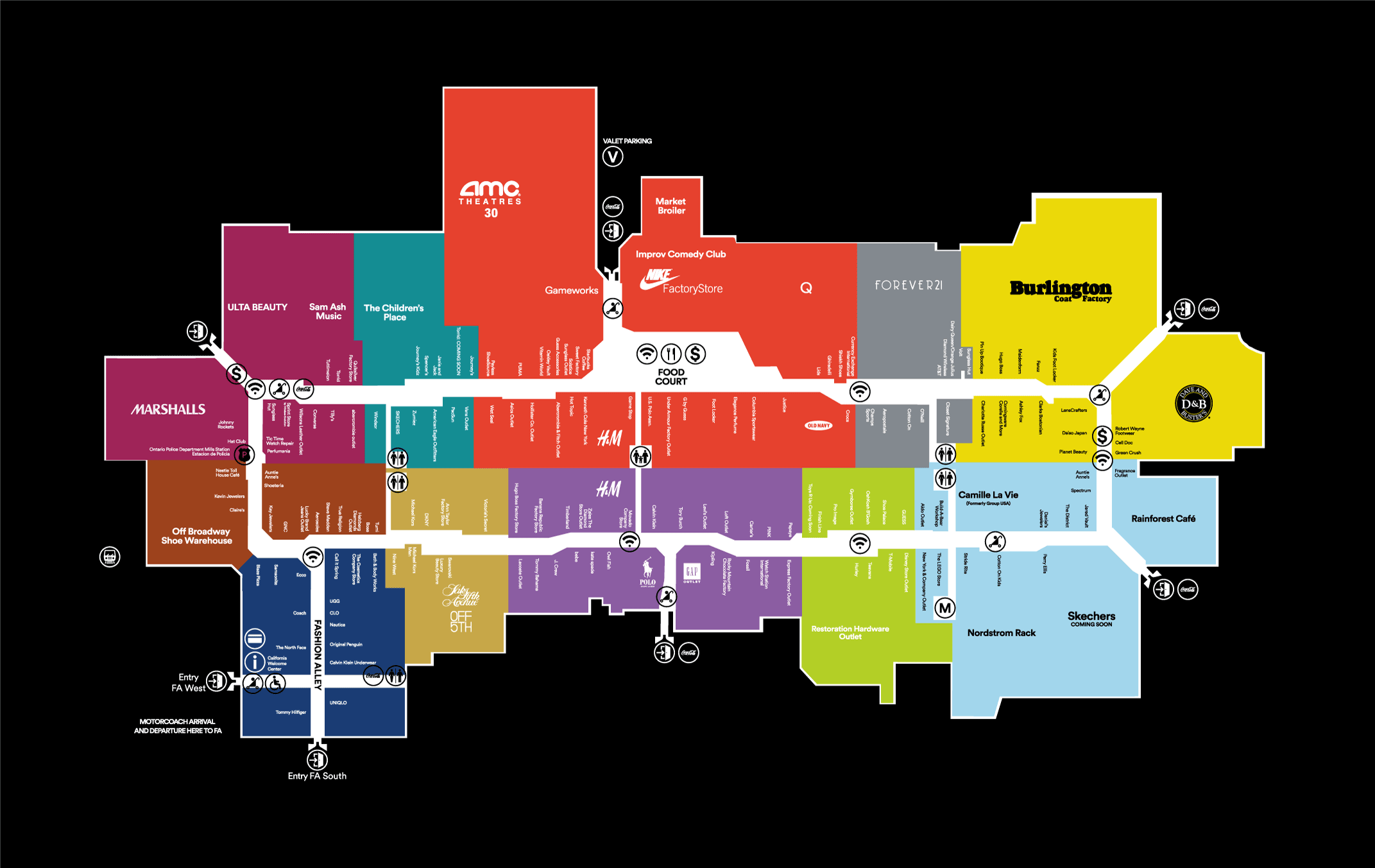 Ontario Mills Store Map Map Of The World