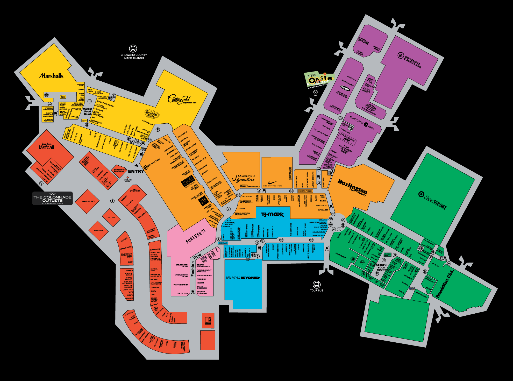 Center Map of Sawgrass Mills® - A Shopping Center In Sunrise, FL - A Simon  Property