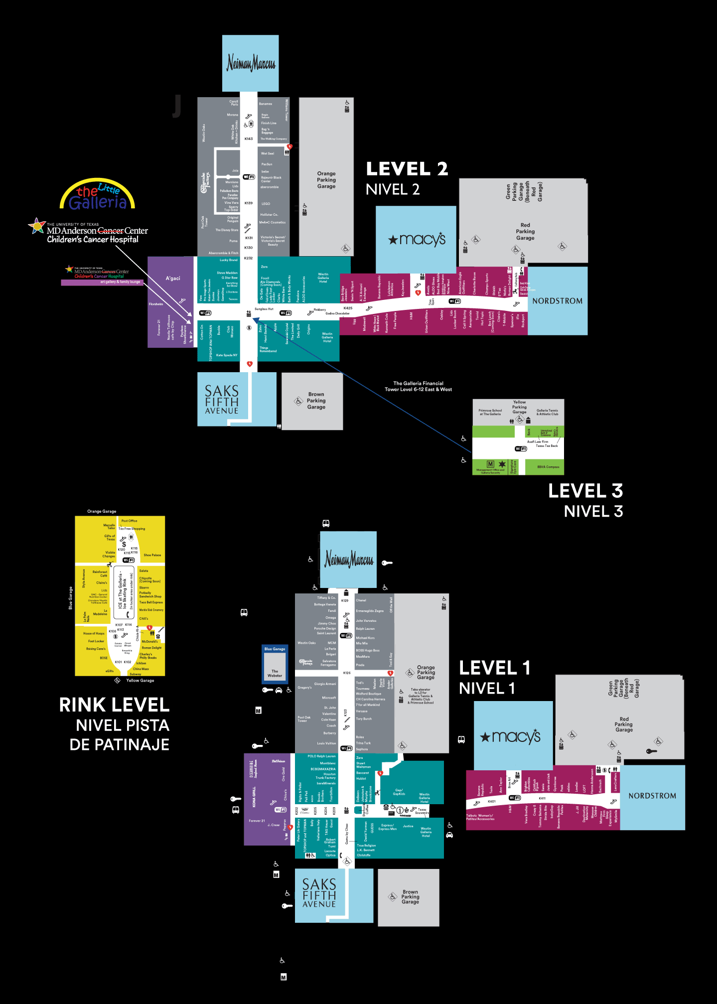 Center Map of The Galleria - A Shopping Center In Houston, TX - A Simon  Property