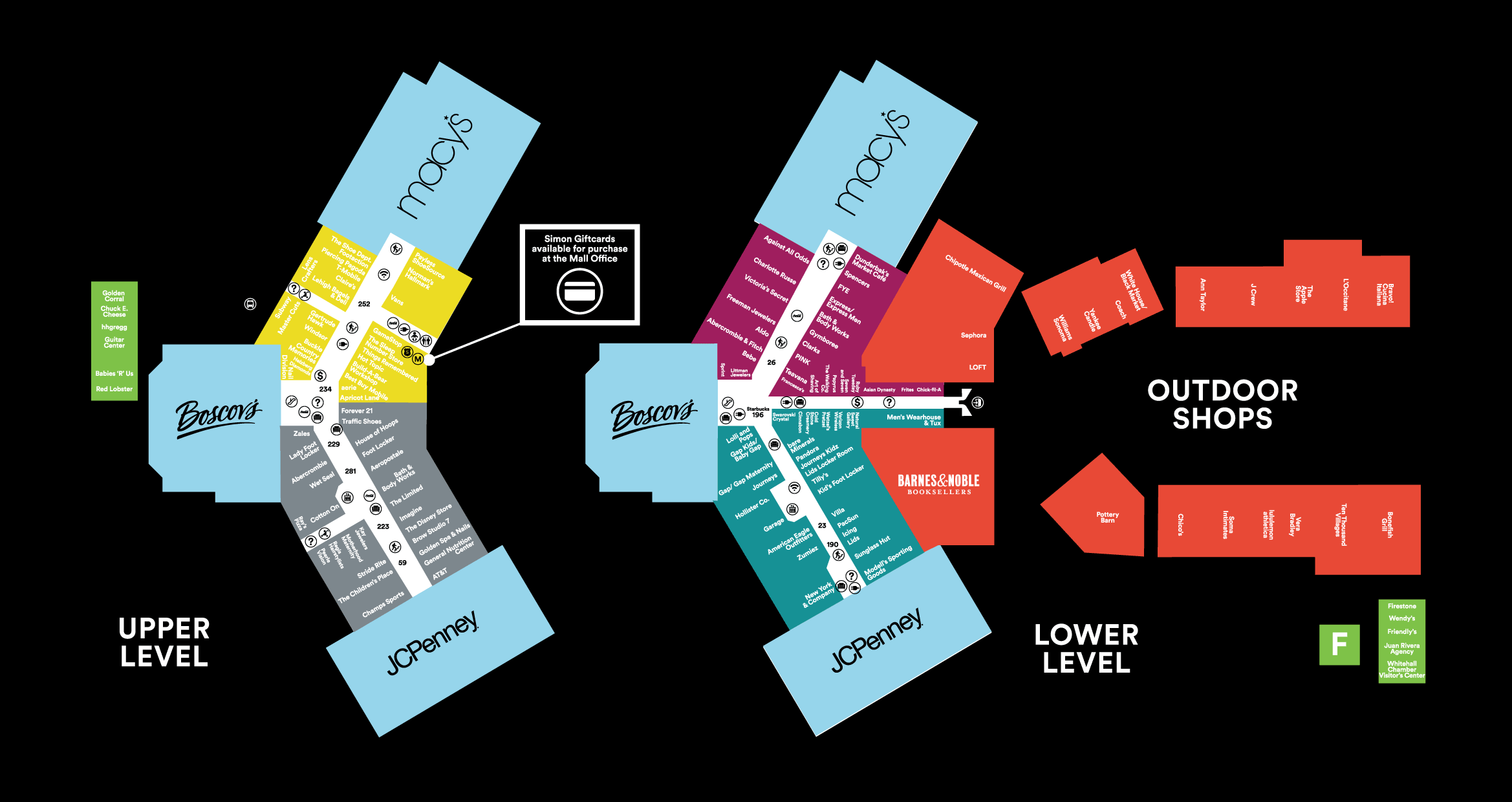 Store Directory for Lehigh Valley Mall 