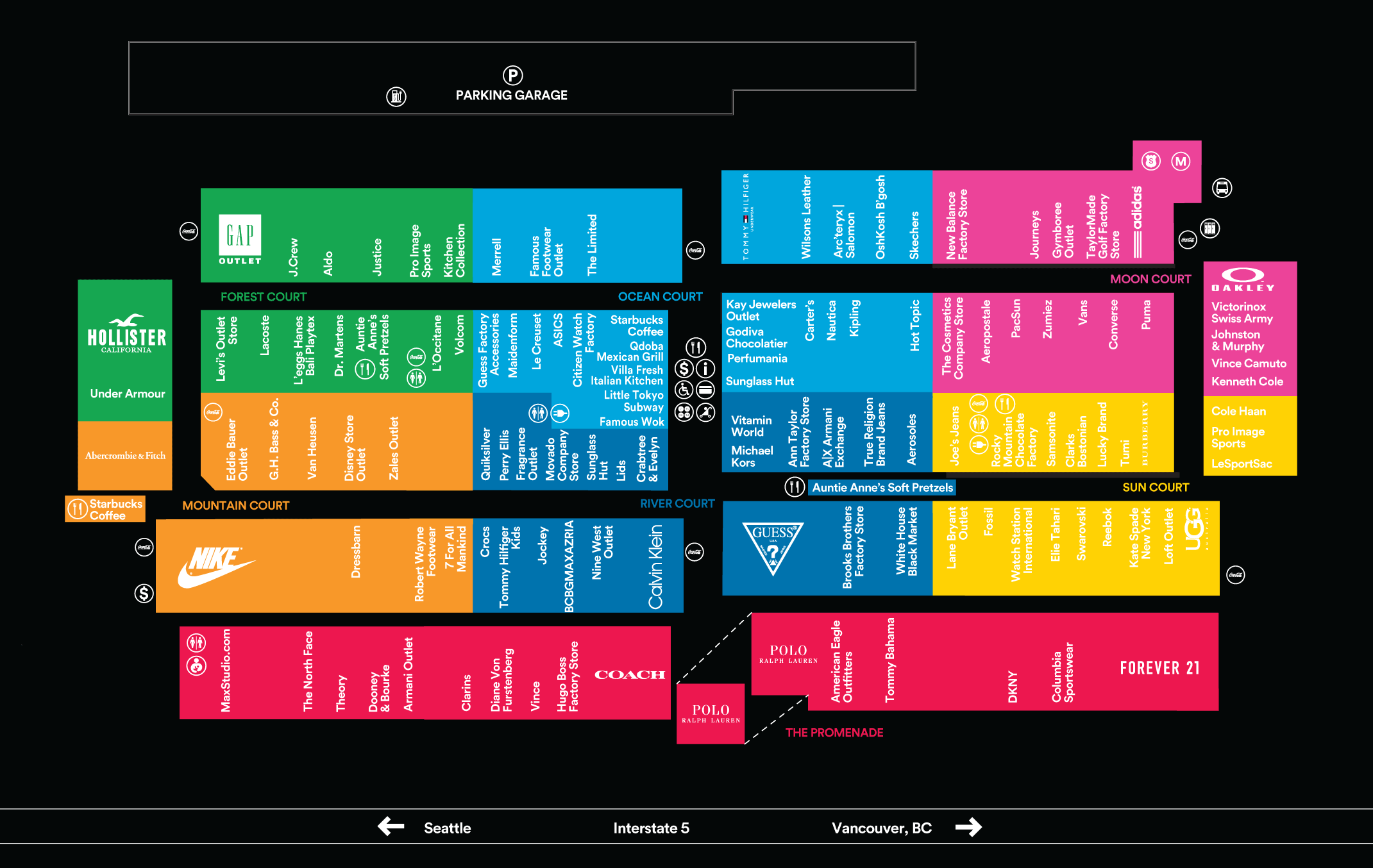 Store Directory for Seattle Premium Outlets® - A Shopping Center