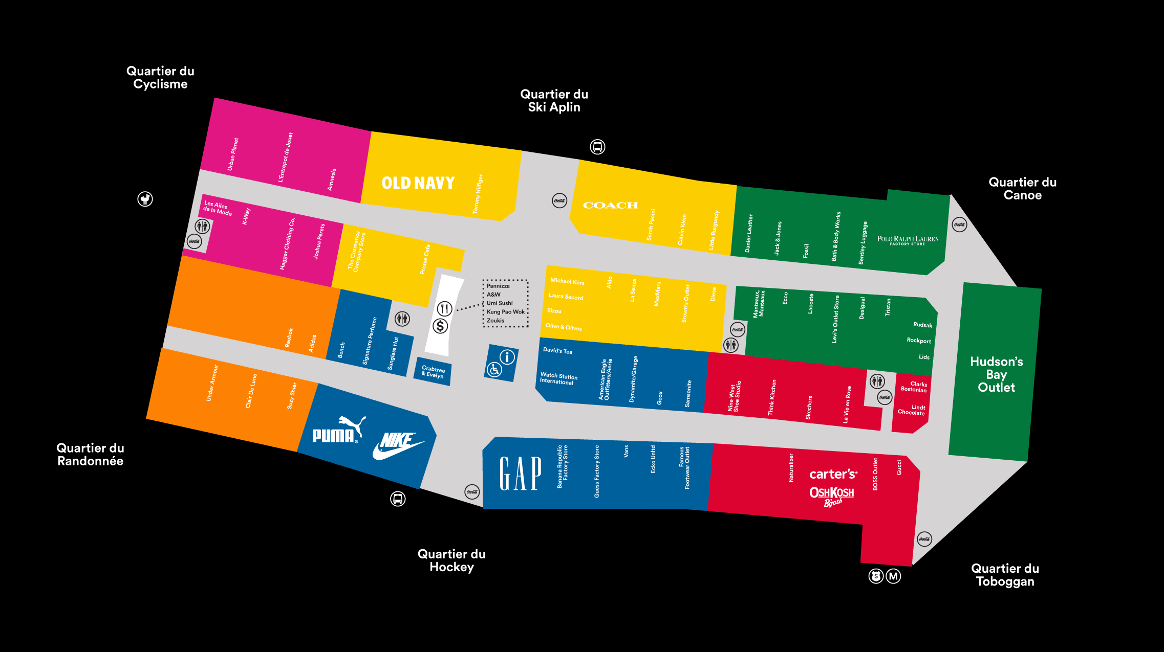 Premium Outlets Montréal - Liste des boutiques et du centre