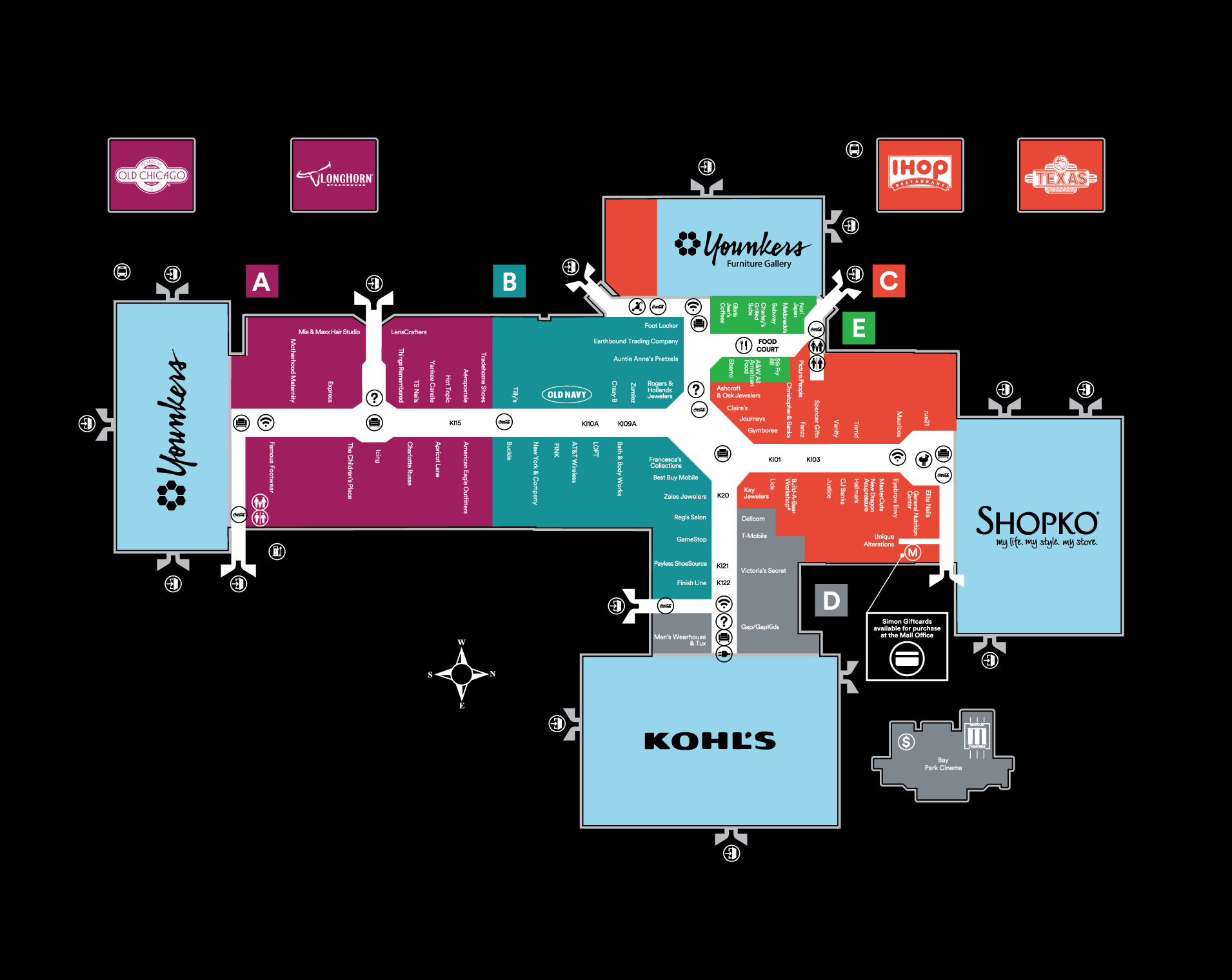 Bay Park Square Mall Map - Terminal Map