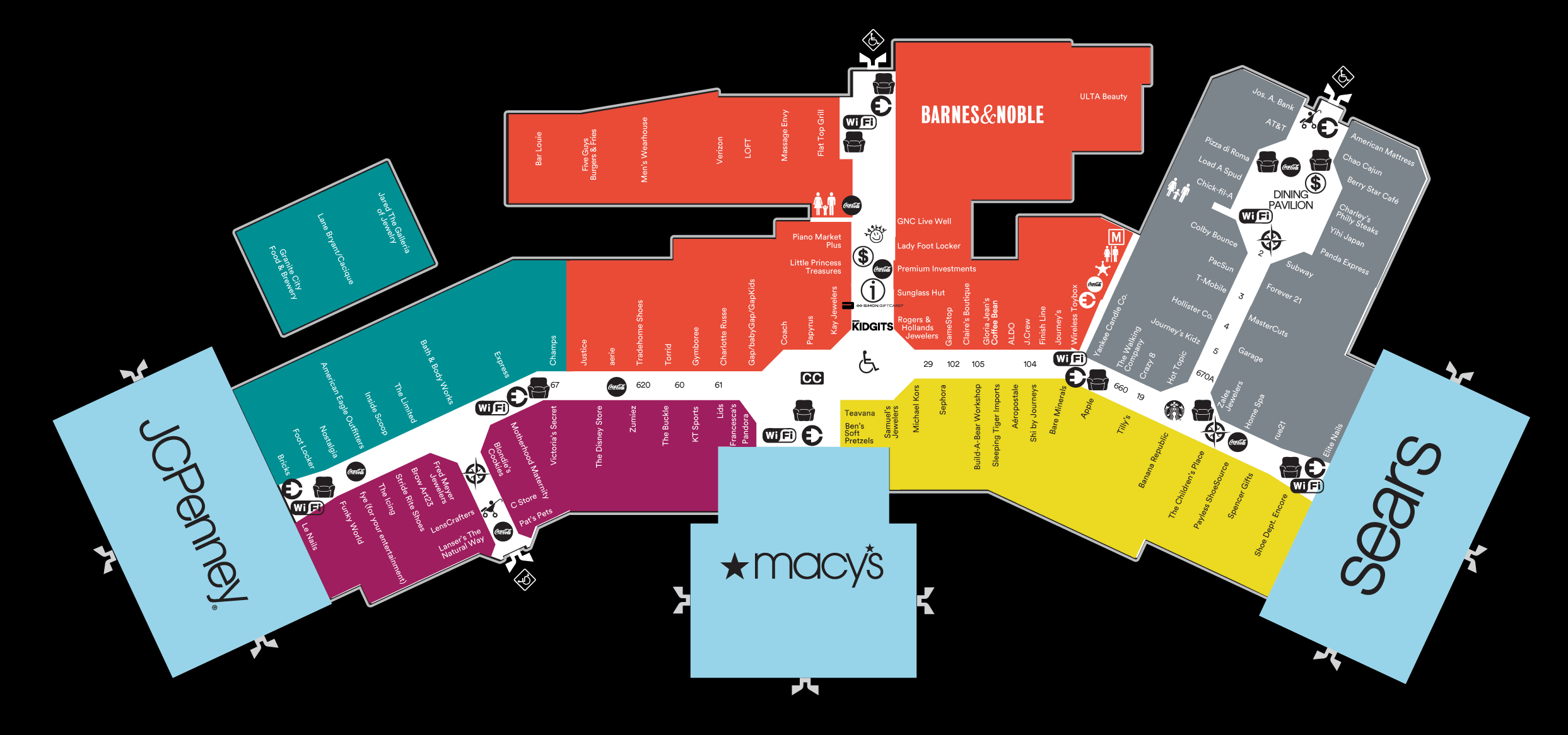 The Parks At Arlington Map Center Map of University Park Mall   A Shopping Center In 