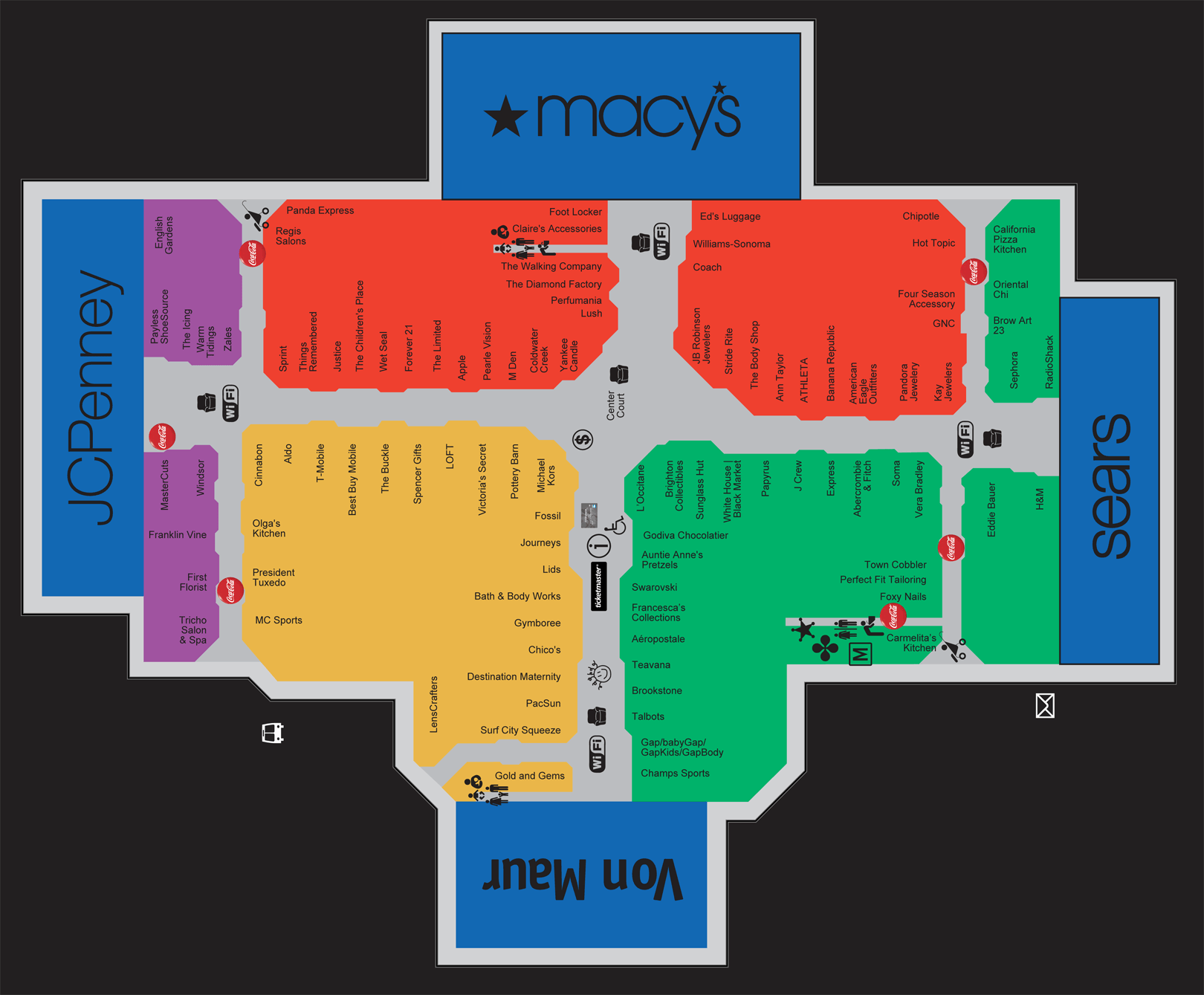 Mall Map of Briarwood Mall, a Simon Mall - Ann Arbor, MI